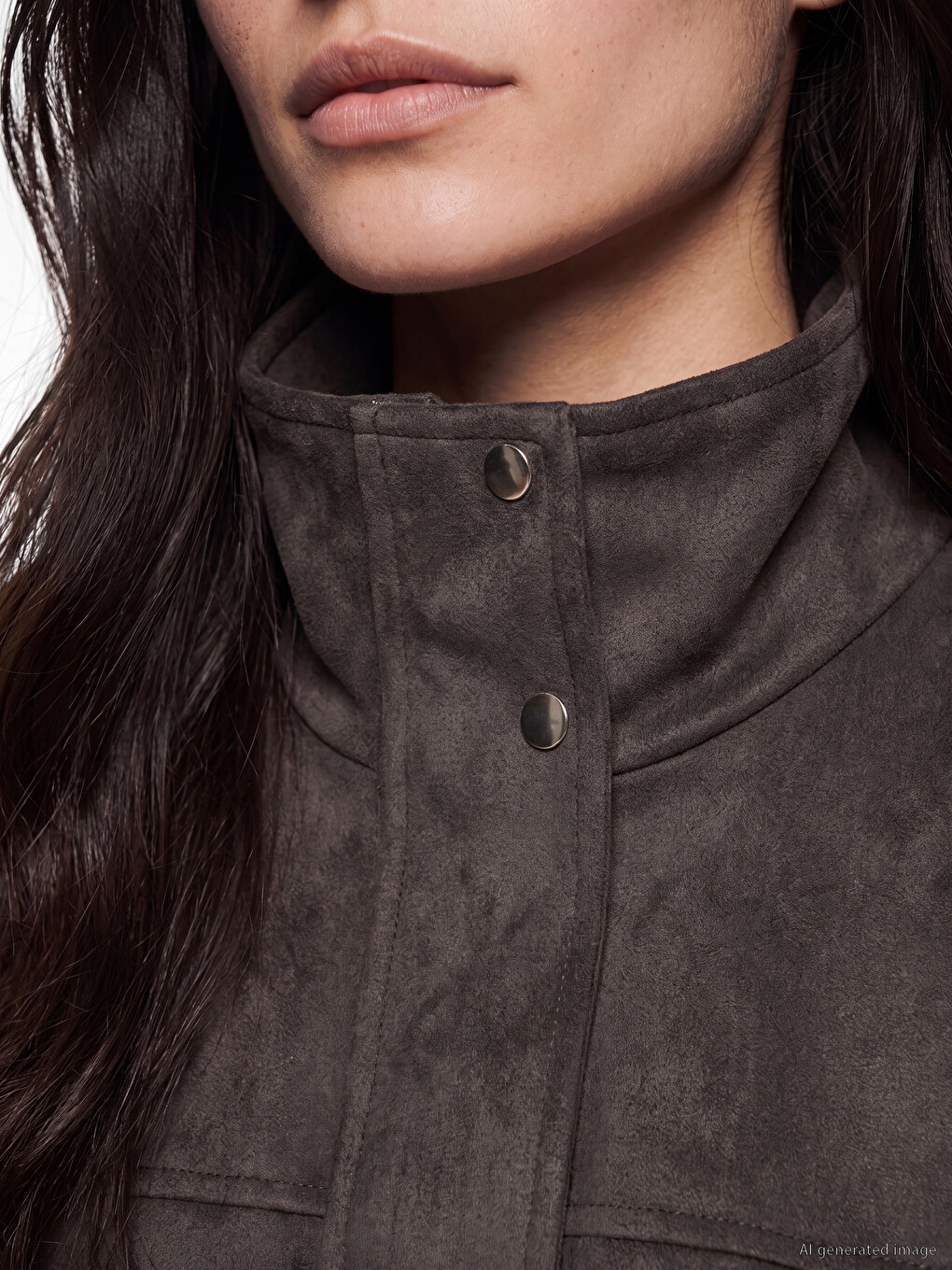 Mock Neck Epauletted Women's Coat-2