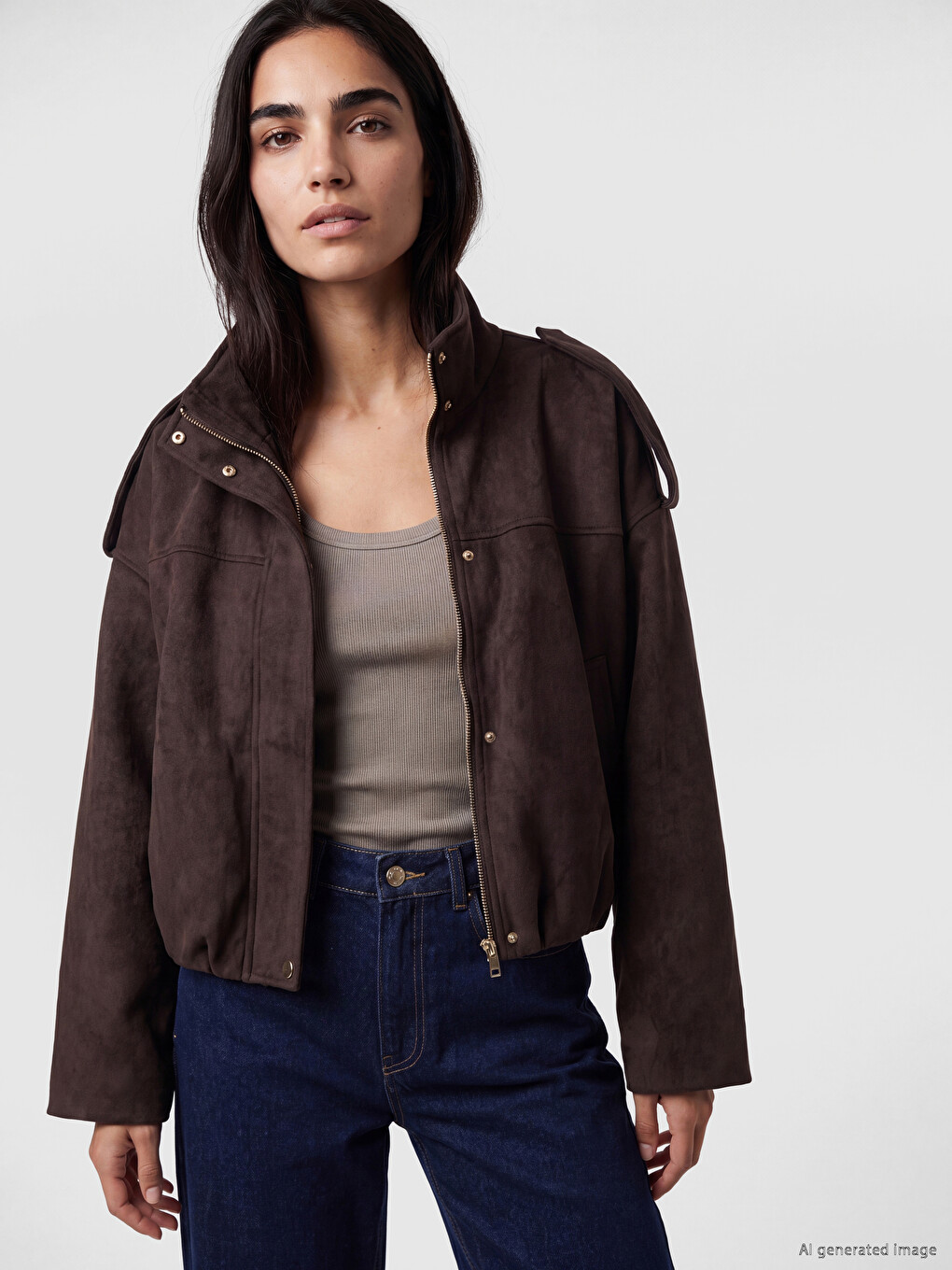 Mock Neck Epauletted Women's Coat