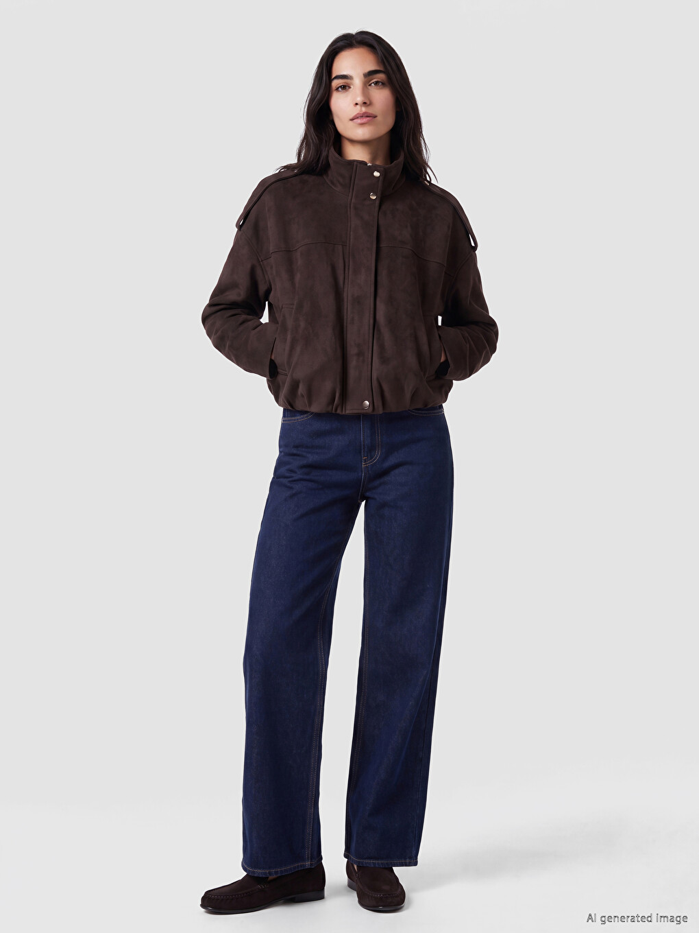 Mock Neck Epauletted Women's Coat-1