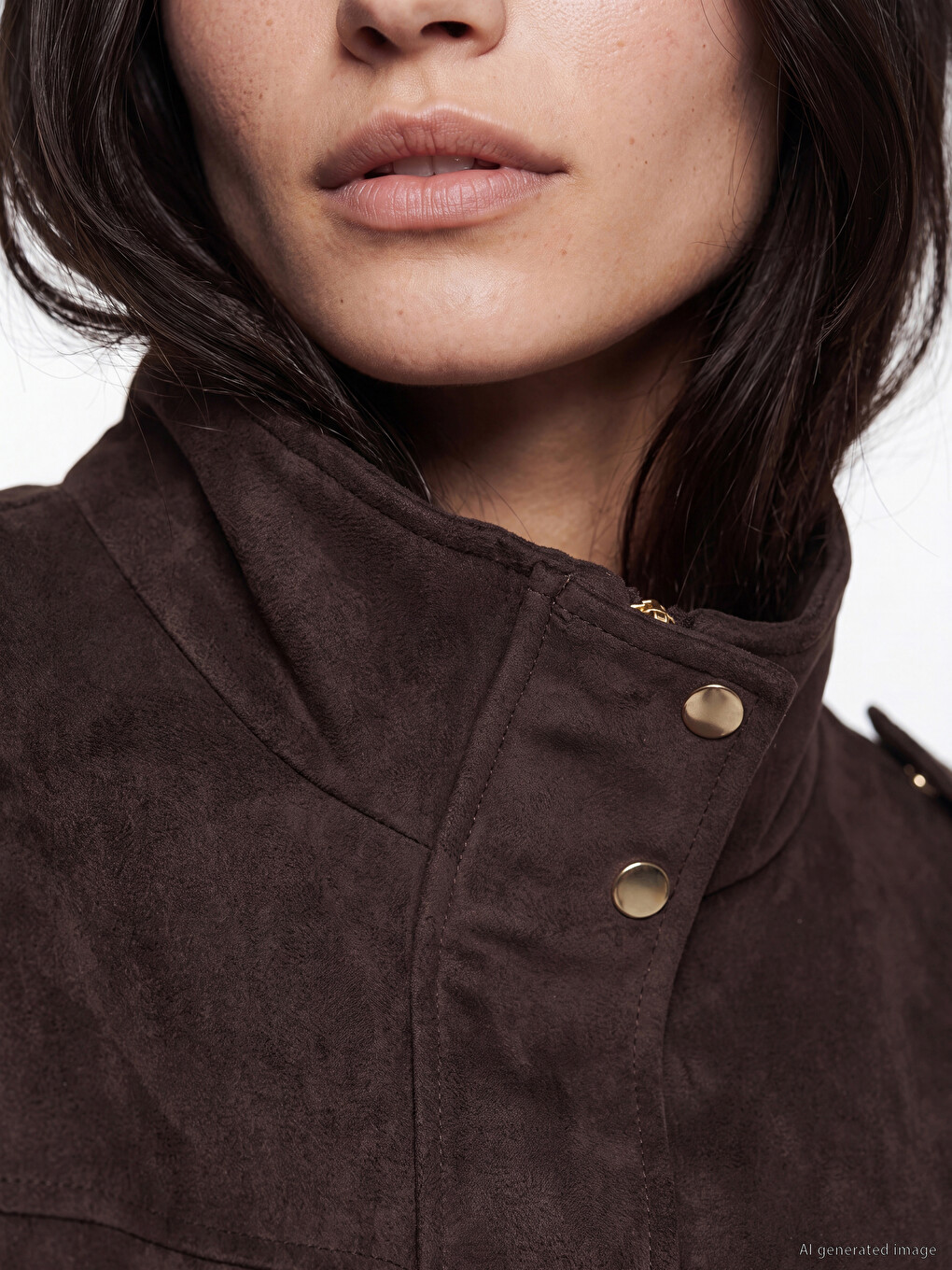 Mock Neck Epauletted Women's Coat-2