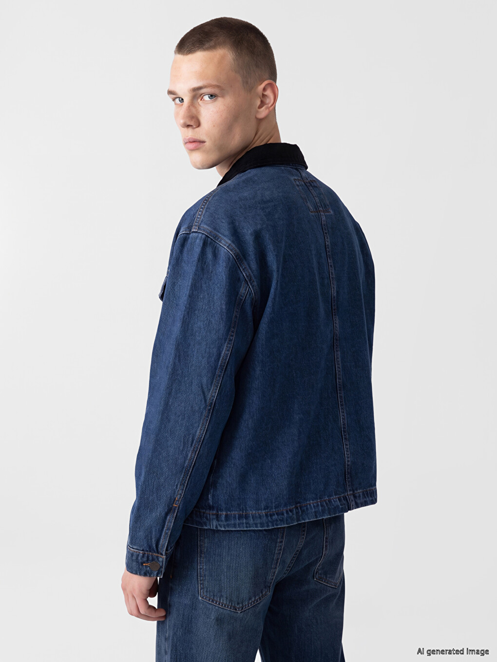 Loose Fit Men's Jean Jacket-3
