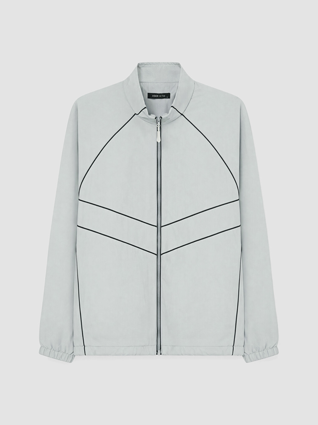 Gri Dik Yaka Erkek Fermuarlı Sweatshirt-4