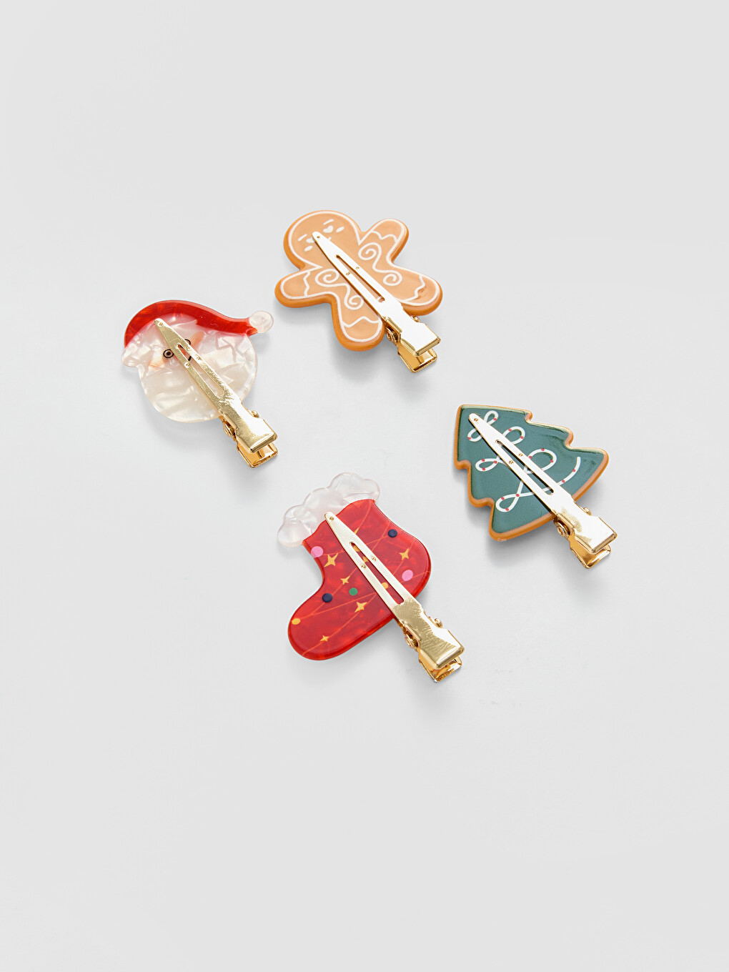 New Year Themed Girls' Clip Hairpin 4'lü-1