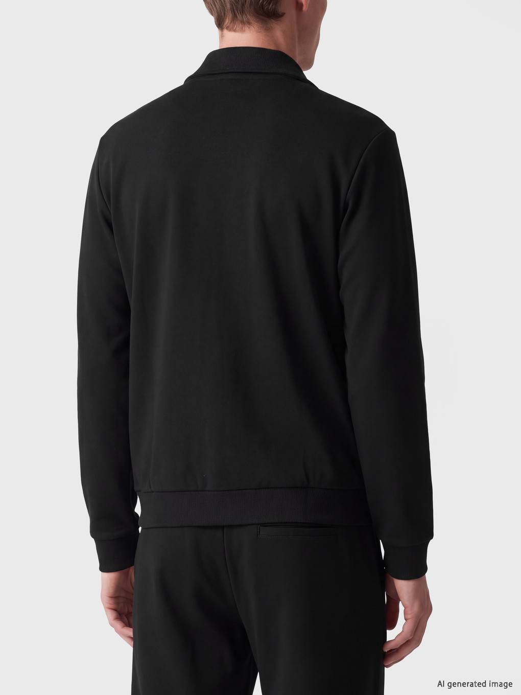 Siyah Regular Fit Erkek Fermuarlı Sweatshirt-3