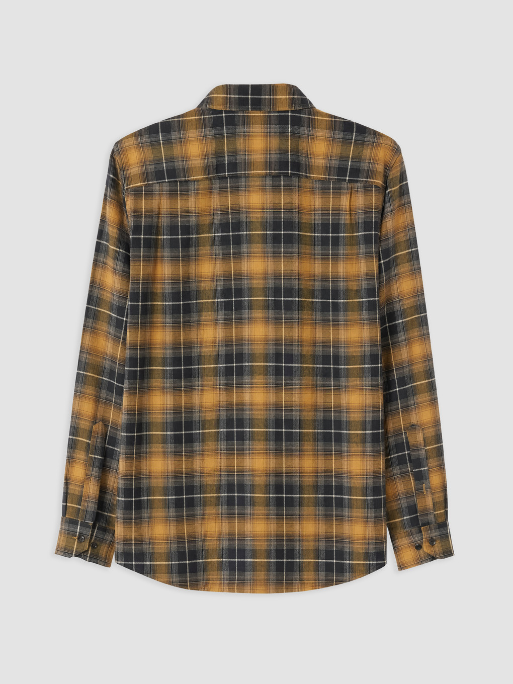 Sarı Regular Fit Ekose Gabardin Erkek Gömlek-1