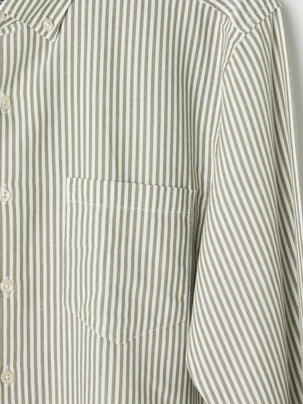 Yeşil Regular Fit Çizgili Oxford Erkek Gömlek-2