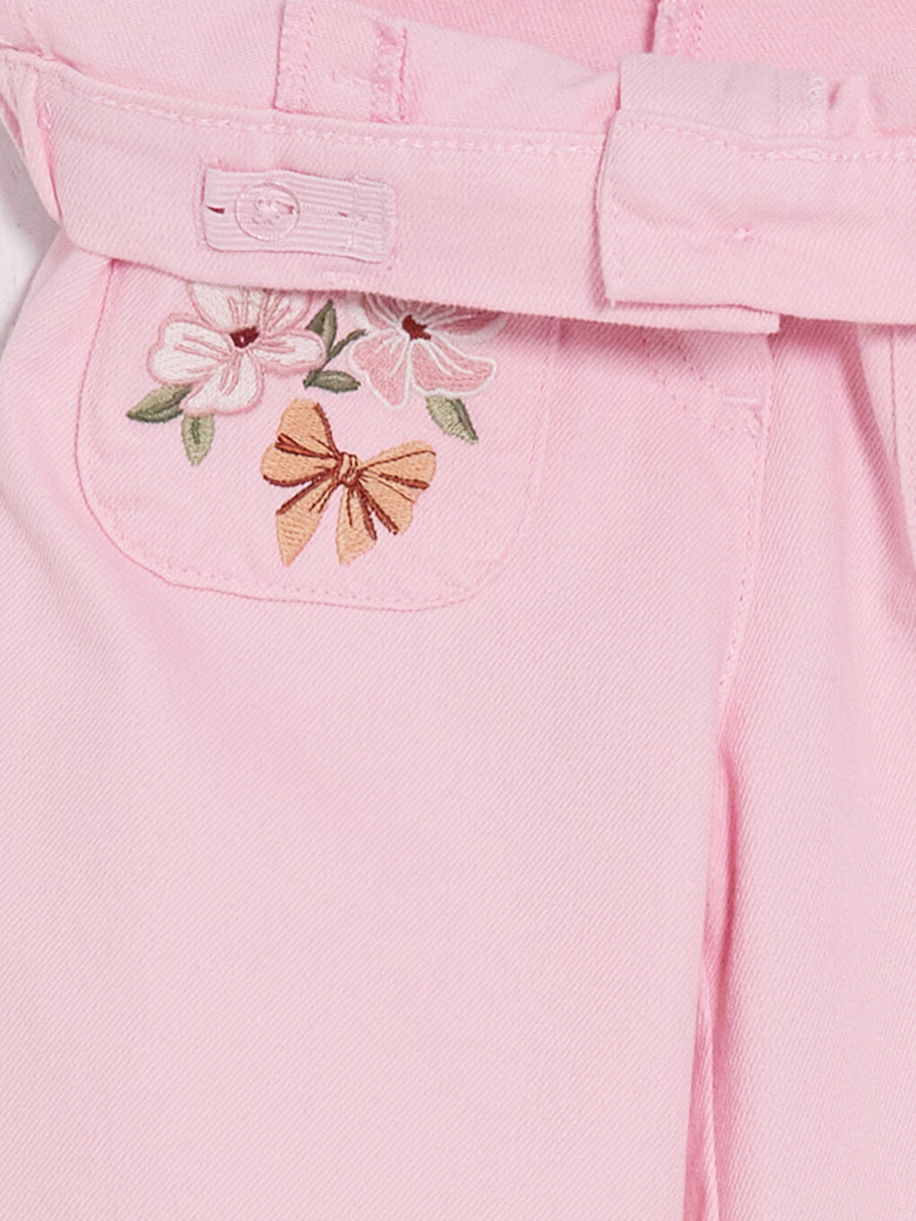 Pembe Wideleg Kız Çocuk Nakışlı Pantolon-3
