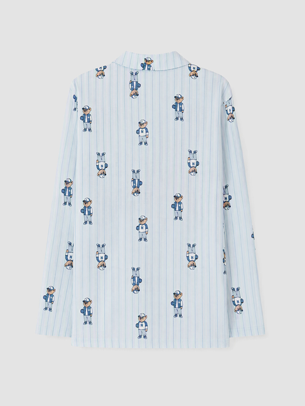 Mavi Gömlek Yaka Erkek Çocuk Pijama Takım-3
