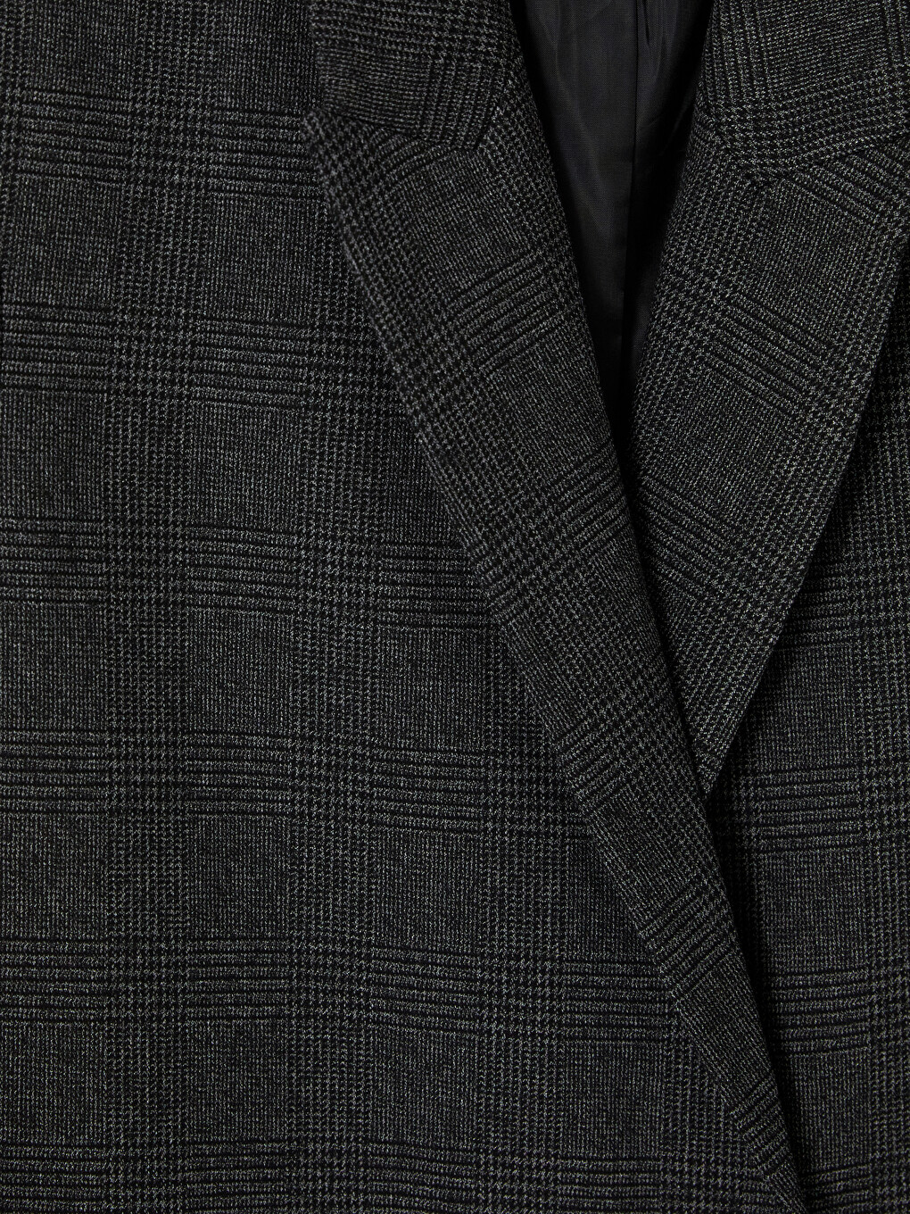 Gri Kruvaze Yaka Ekose Kadın Blazer Ceket-1