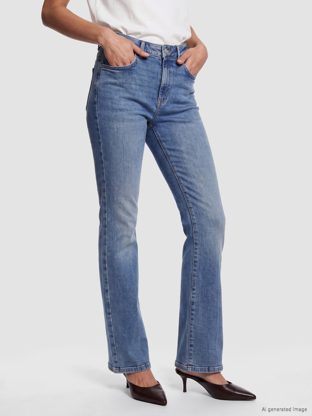 Yüksek Bel Flare Fit Kadın Jean Pantolon-1