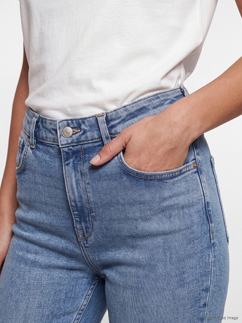 Yüksek Bel Flare Fit Kadın Jean Pantolon-2