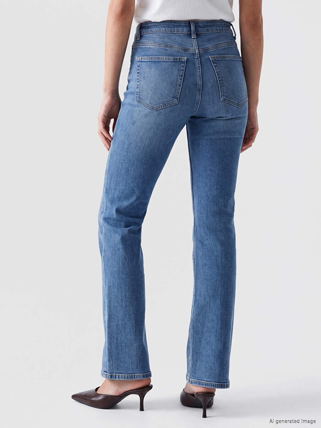 Yüksek Bel Flare Fit Kadın Jean Pantolon-3