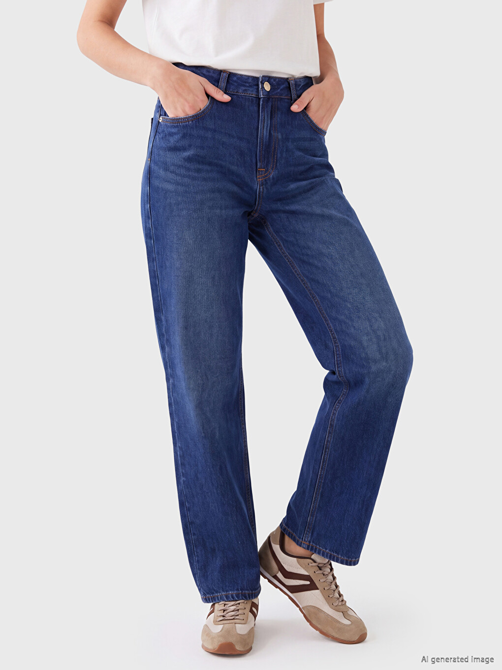 High Waist Regular Fit Women's Jeans-1