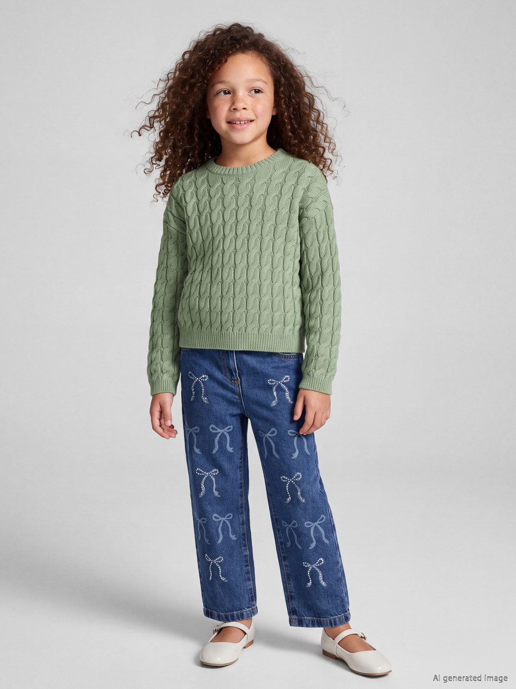 Regular Fit Embroidered Girls' Jean