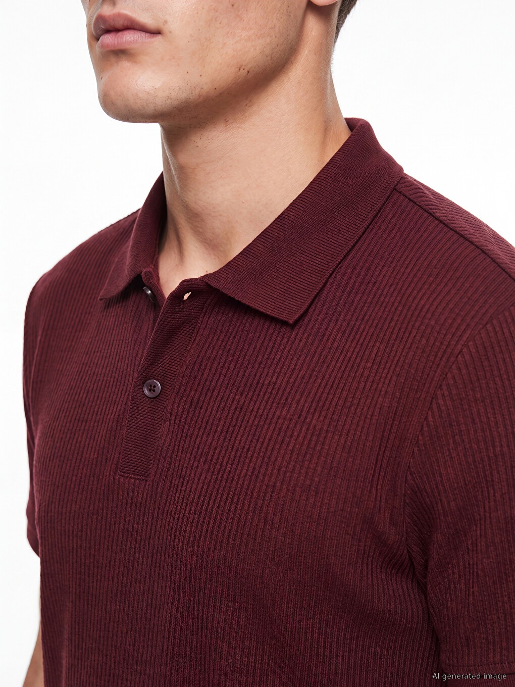 Bordo Polo Yaka Erkek Tişört-2