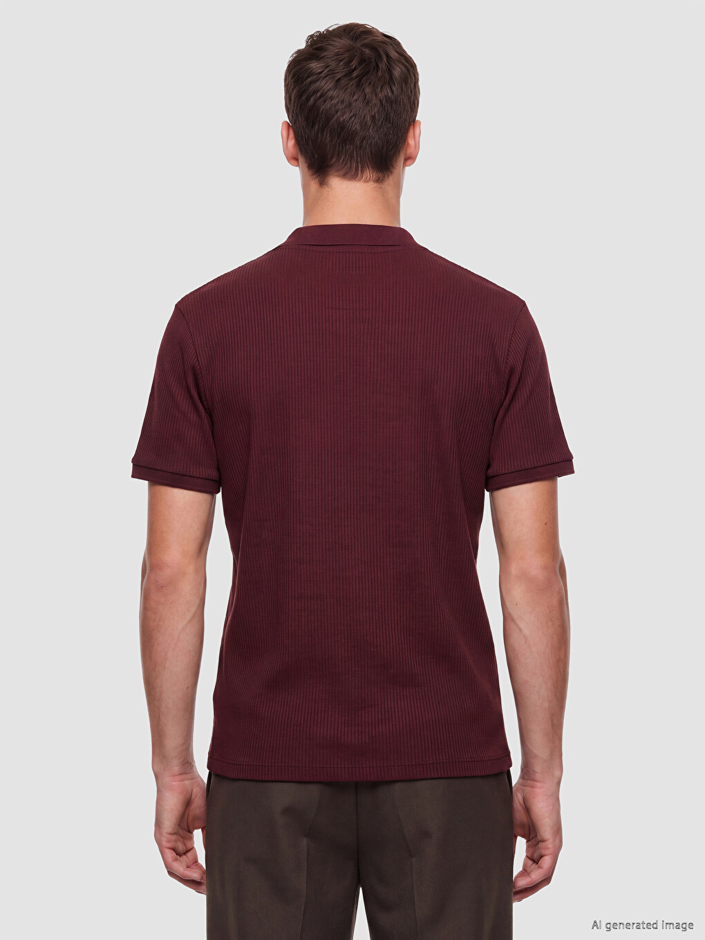 Bordo Polo Yaka Erkek Tişört-3