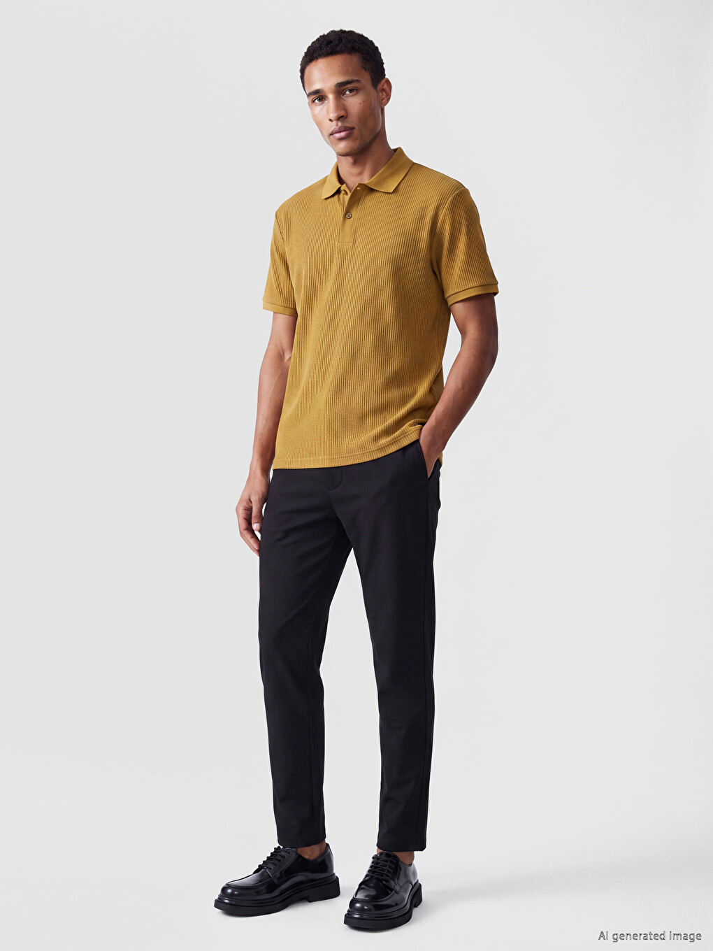 Sarı Polo Yaka Erkek Tişört-1