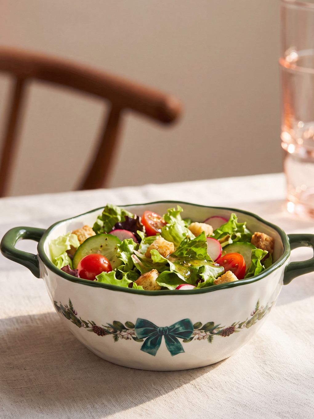 Patterned Handled Serving Bowl