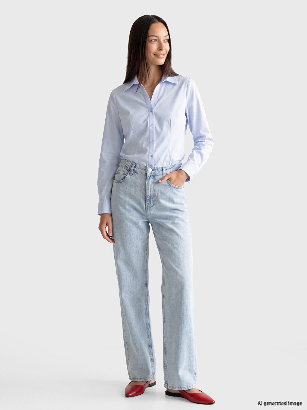 Mavi Yüksek Bel Straight Fit Kadın Jean Pantolon