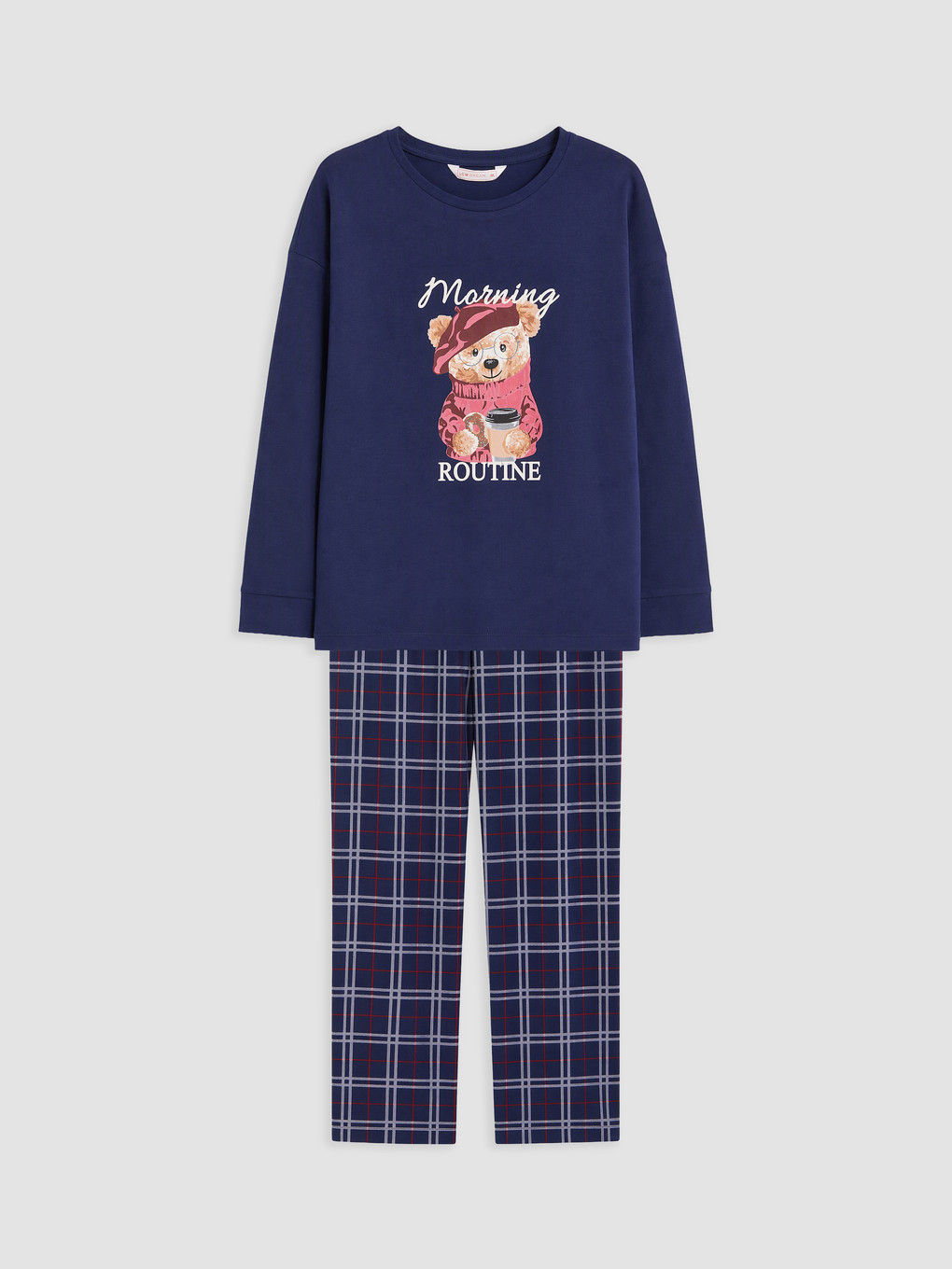Lacivert Bisiklet Yaka Kadın Pijama Takım