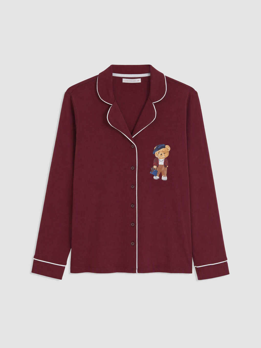 Bordo Ayı Teddy Baskılı Kadın Pijama Takımı-5