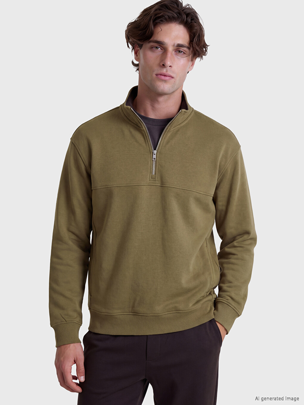 Man Brown Sweatshirt