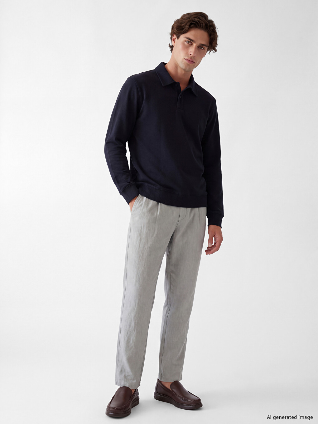 Polo Collar Men's Thick Sweatshirt-1