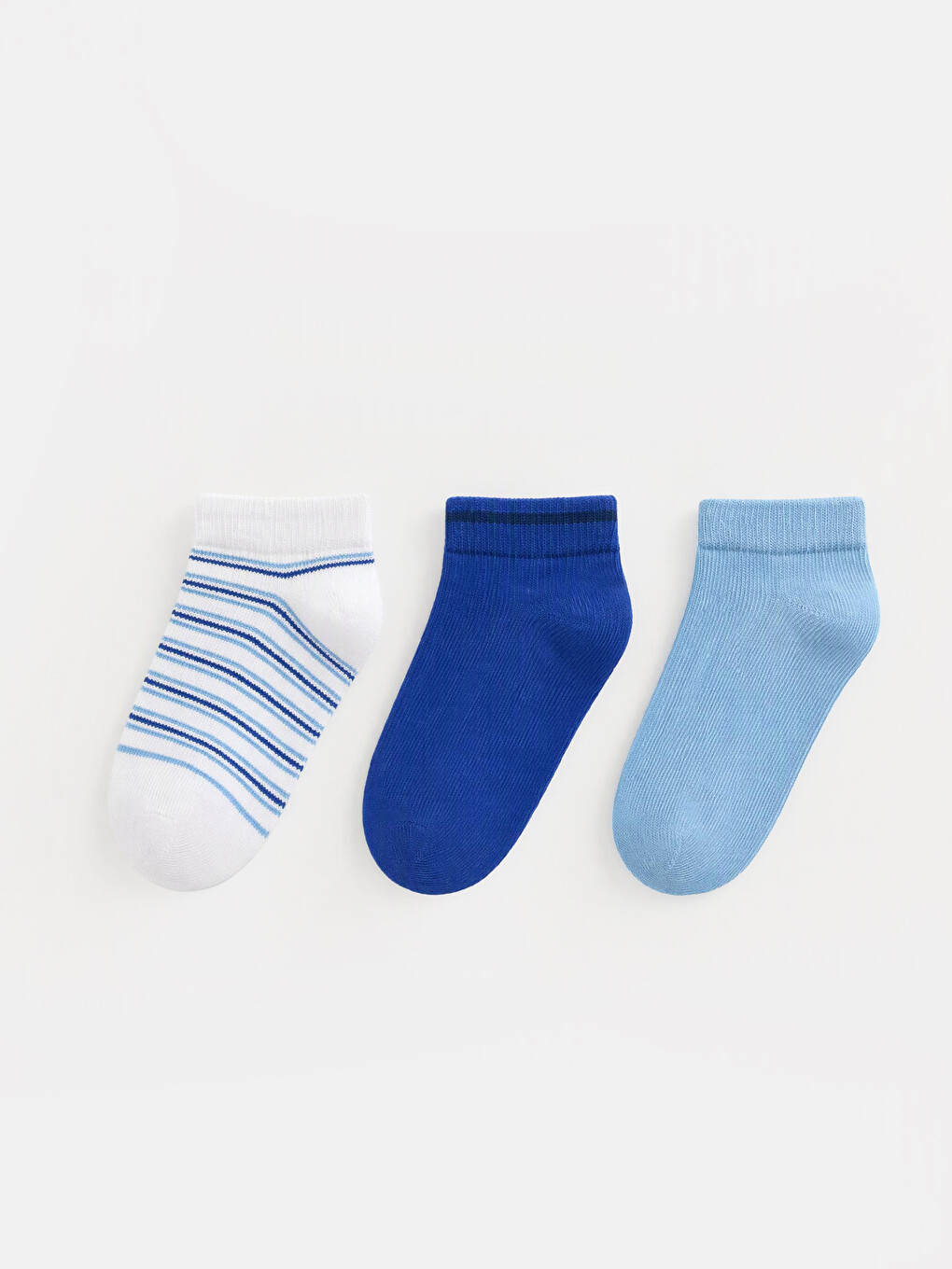 Beyaz 3'lü Çizgili Erkek Bebek Patik Çorap