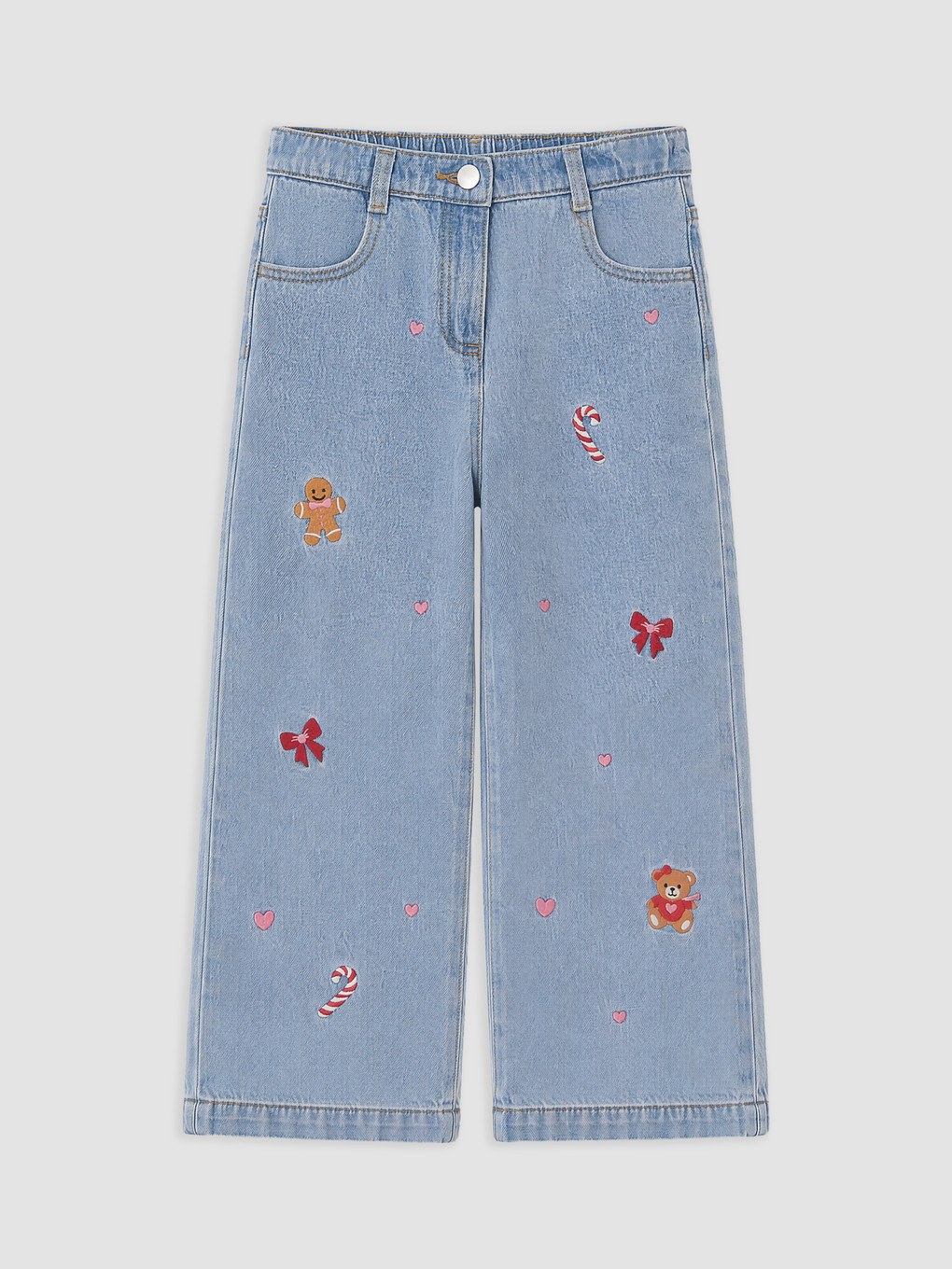 Regular Embroidered Girls' Jeans