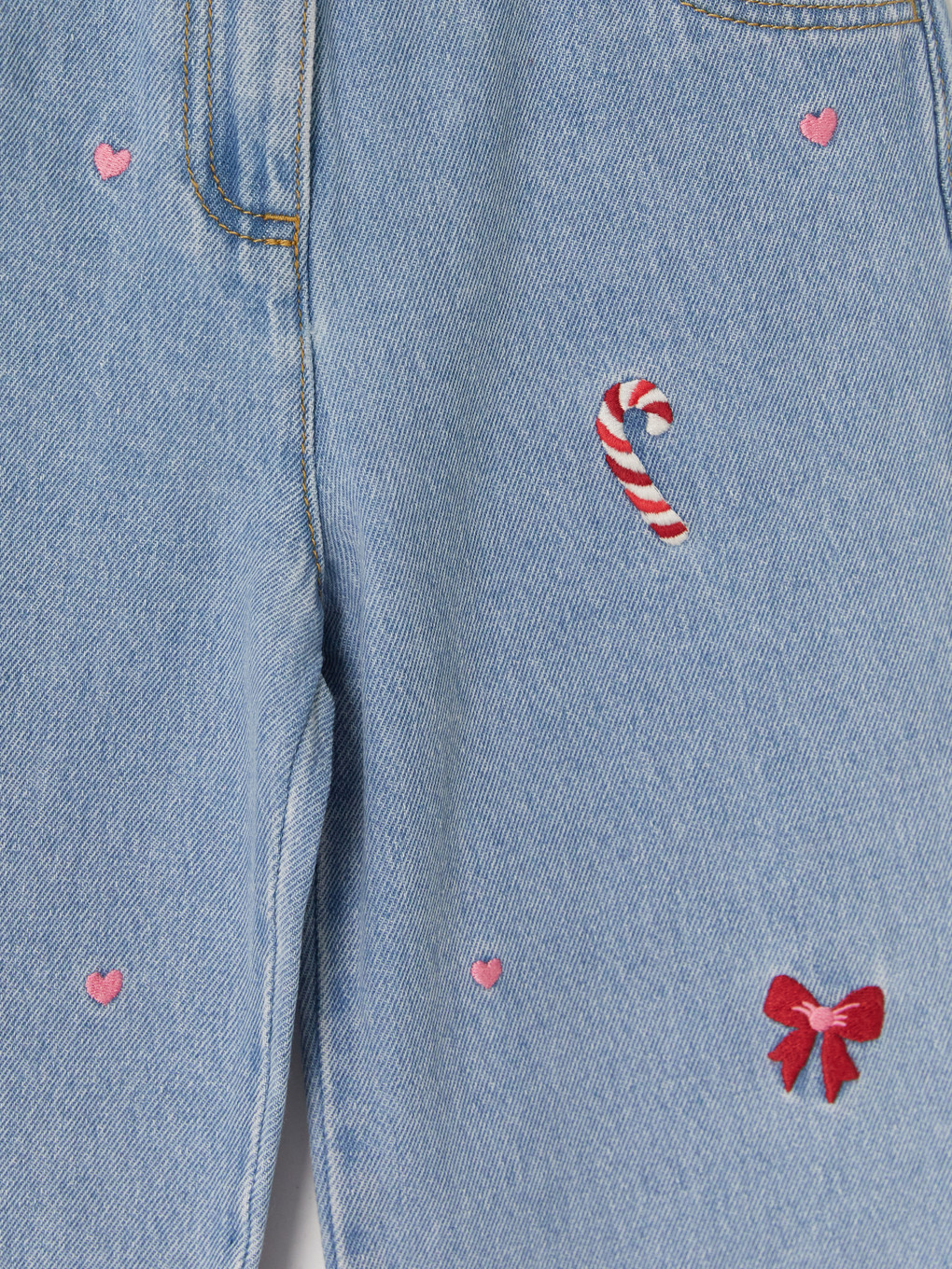 Regular Embroidered Girls' Jeans-2