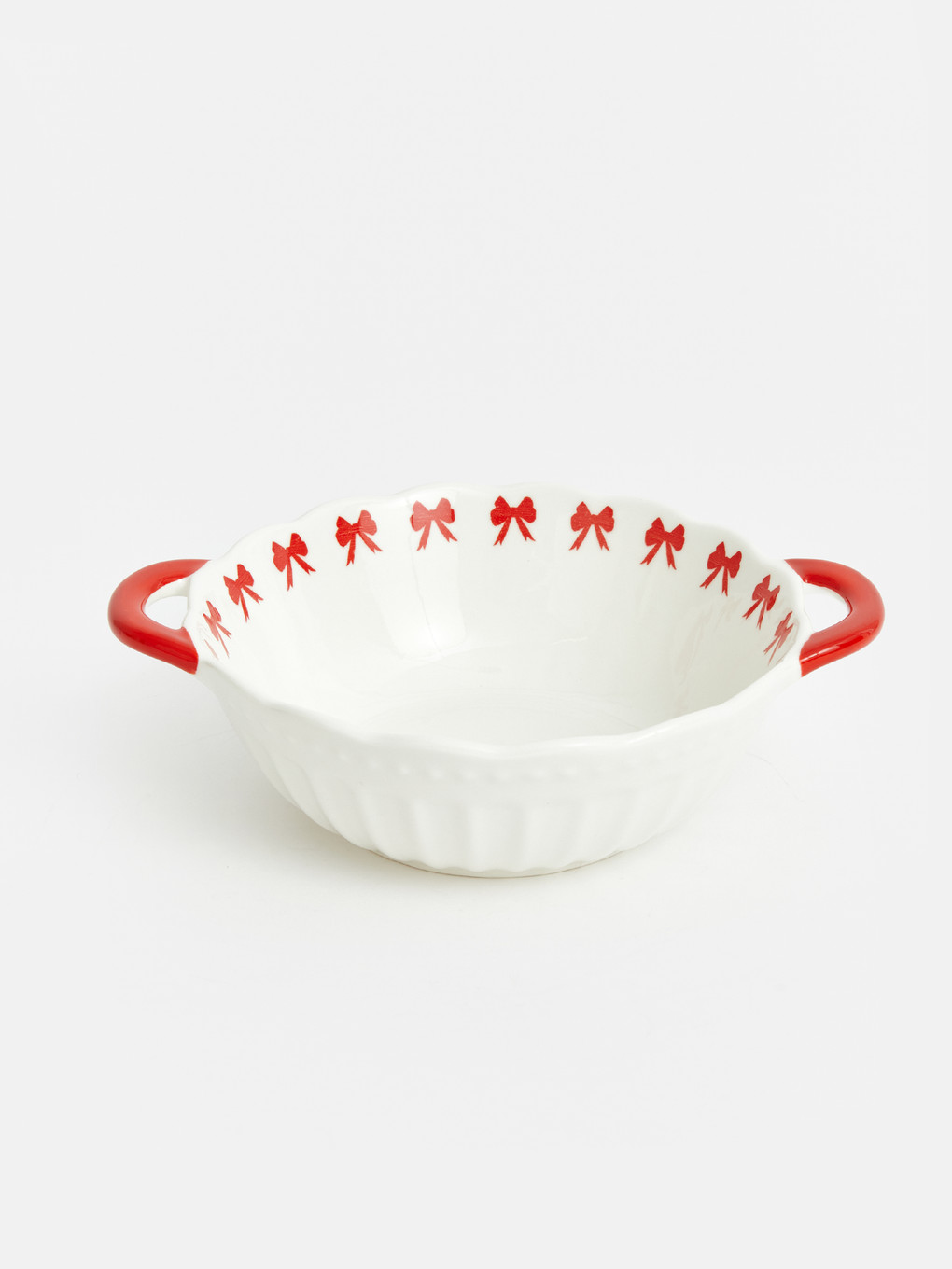 Bow Patterned Round Handled Bowl 25.5 Cm-3