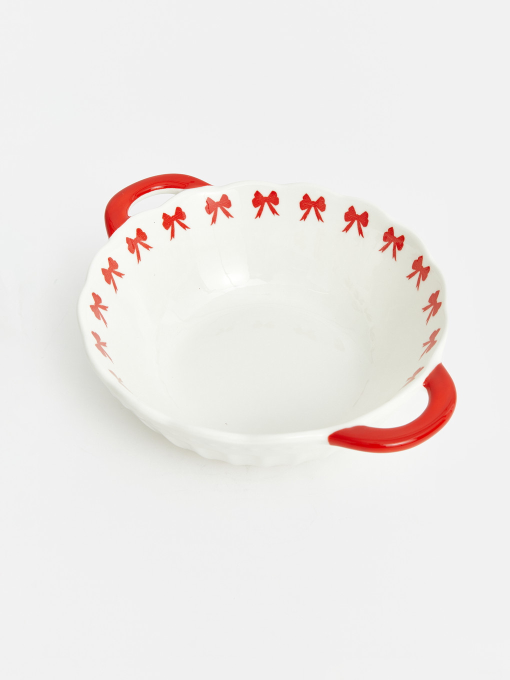 Bow Patterned Round Handled Bowl 25.5 Cm-4