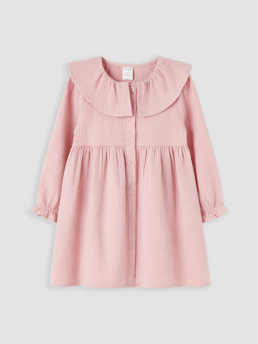 Pembe Bebe Yaka Kız Çocuk Pileli Elbise
