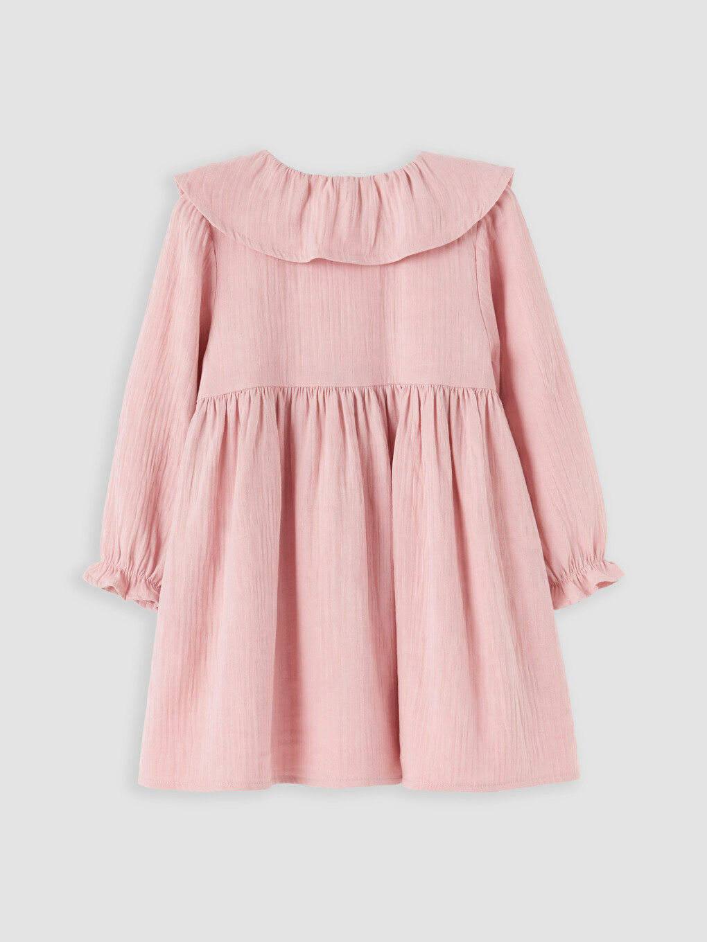 Pembe Bebe Yaka Kız Çocuk Pileli Elbise-2