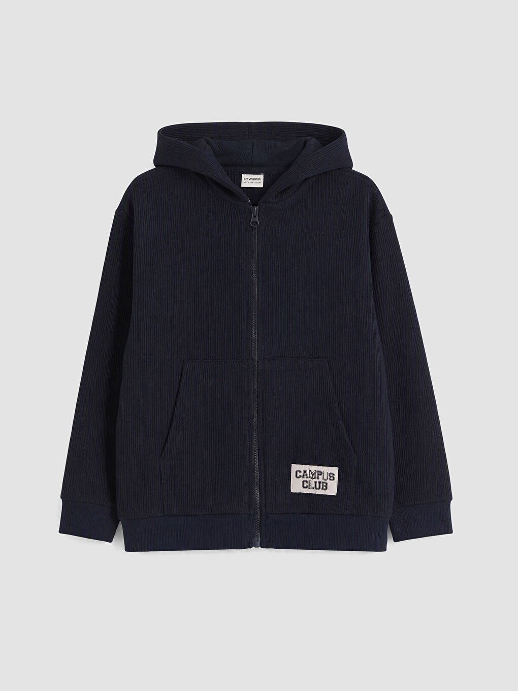 Lacivert Kapüşonlu Erkek Çocuk Fermuarlı Sweatshirt
