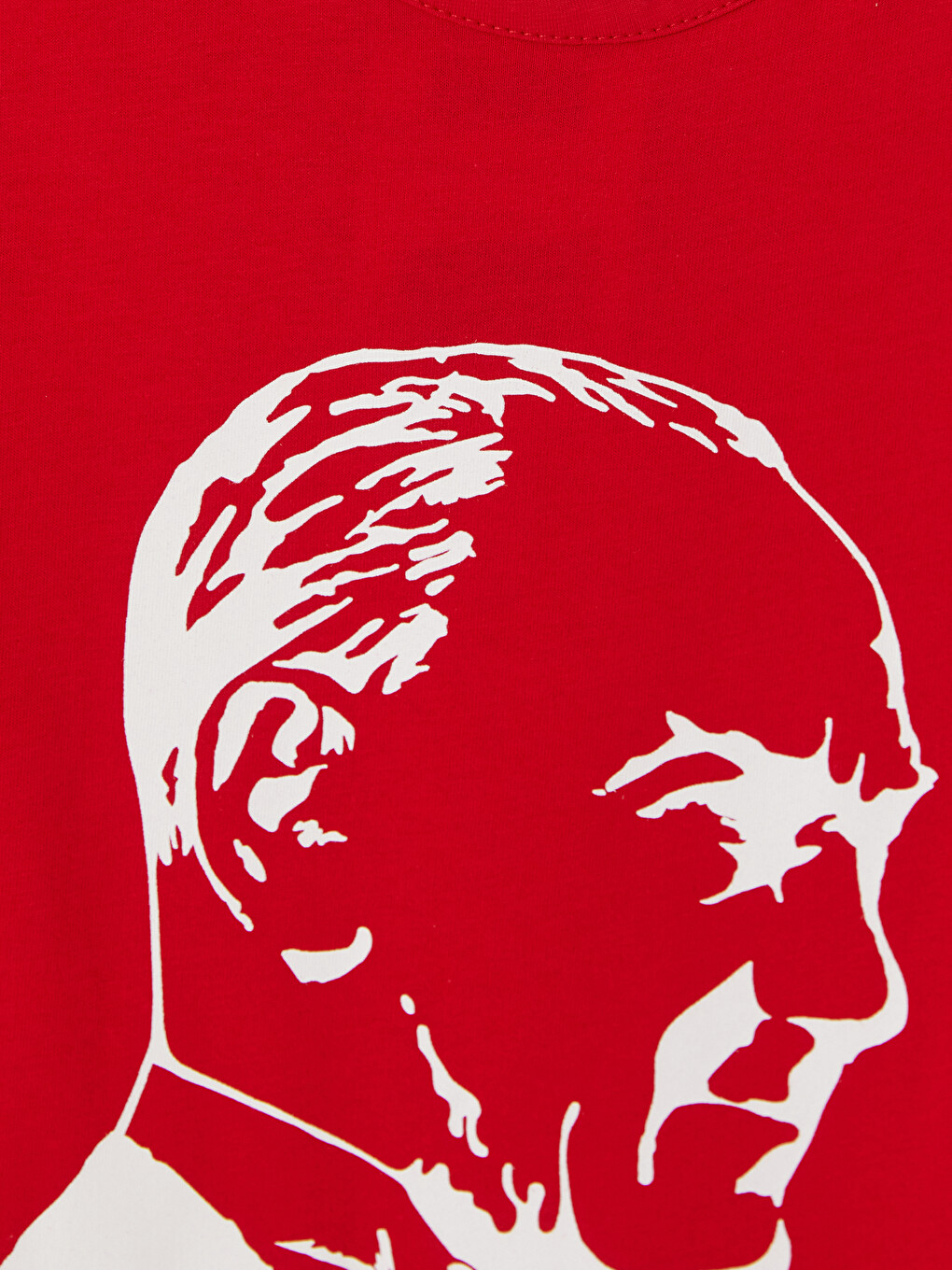 Kırmızı Atatürk Baskılı Kız Çocuk Tişört-1