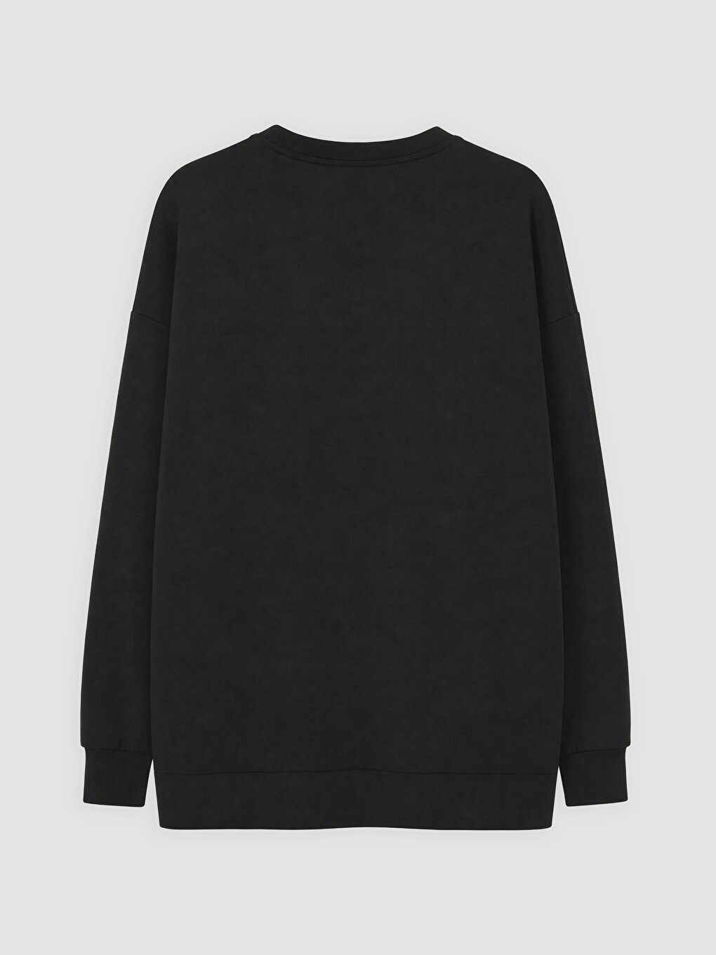 Siyah Çiçek Aplikeli Soft Touch Kadın Sweatshirt Tunik-1