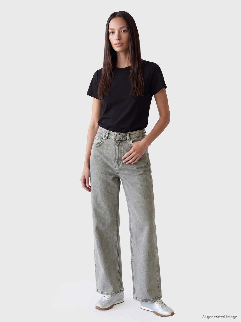 Gri Cepli Wideleg Jean