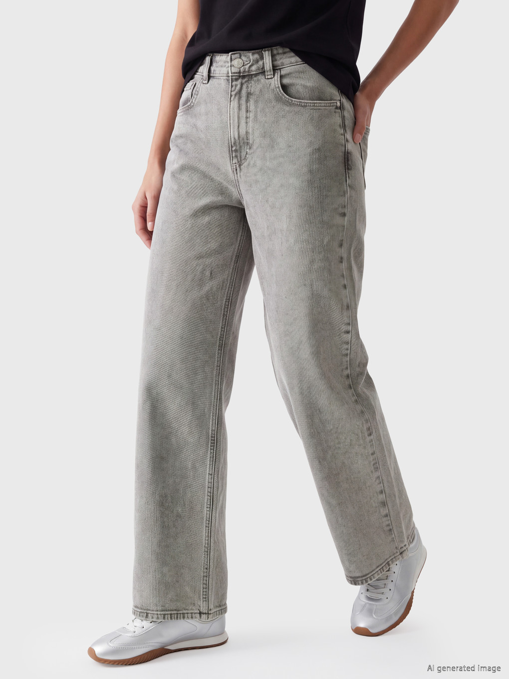 Gri Cepli Wideleg Jean-1