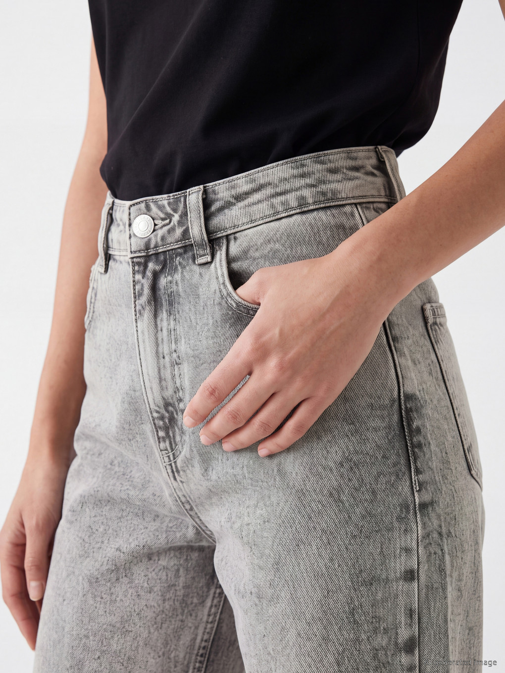 Gri Cepli Wideleg Jean-2