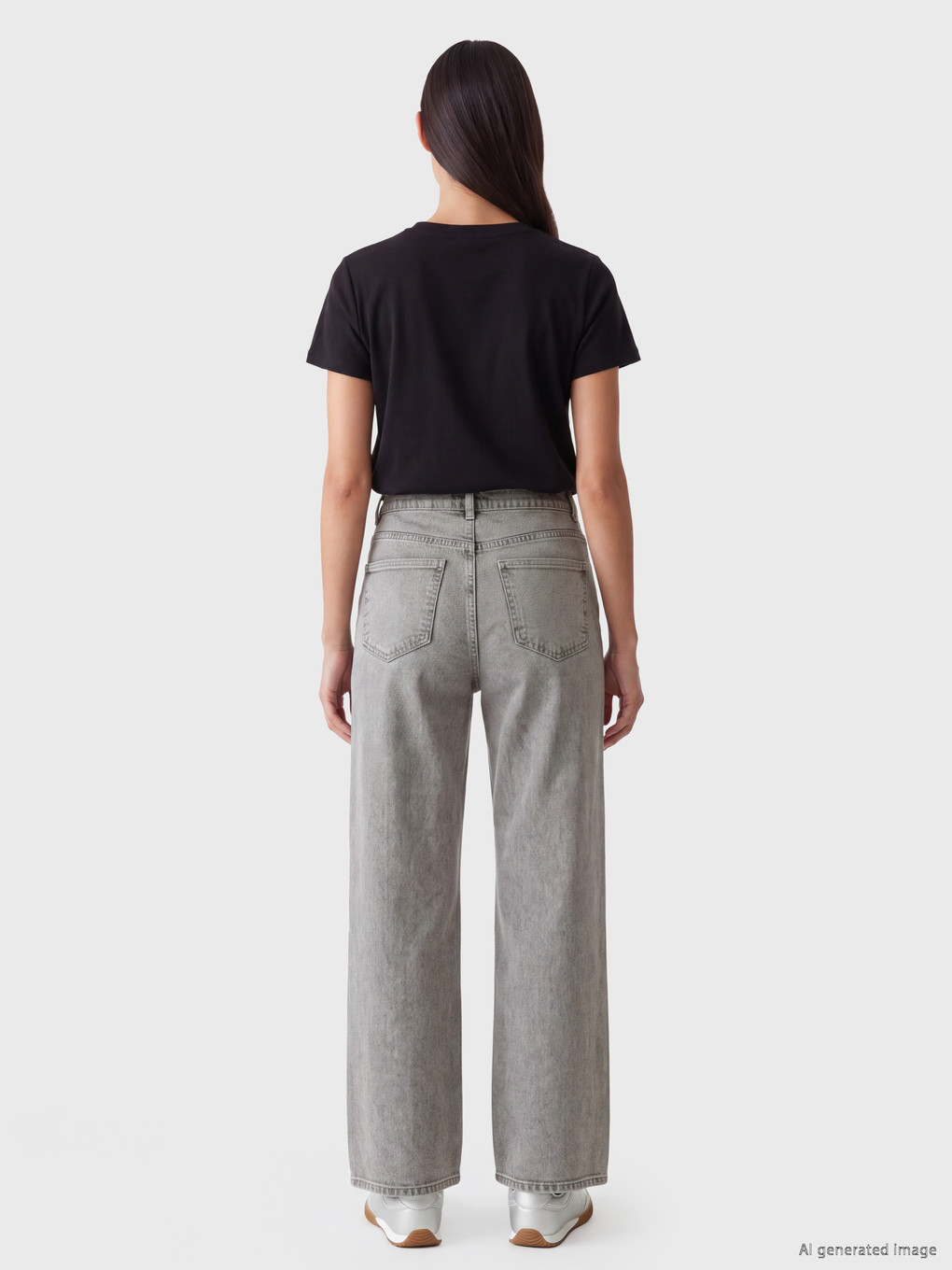 Gri Cepli Wideleg Jean-3