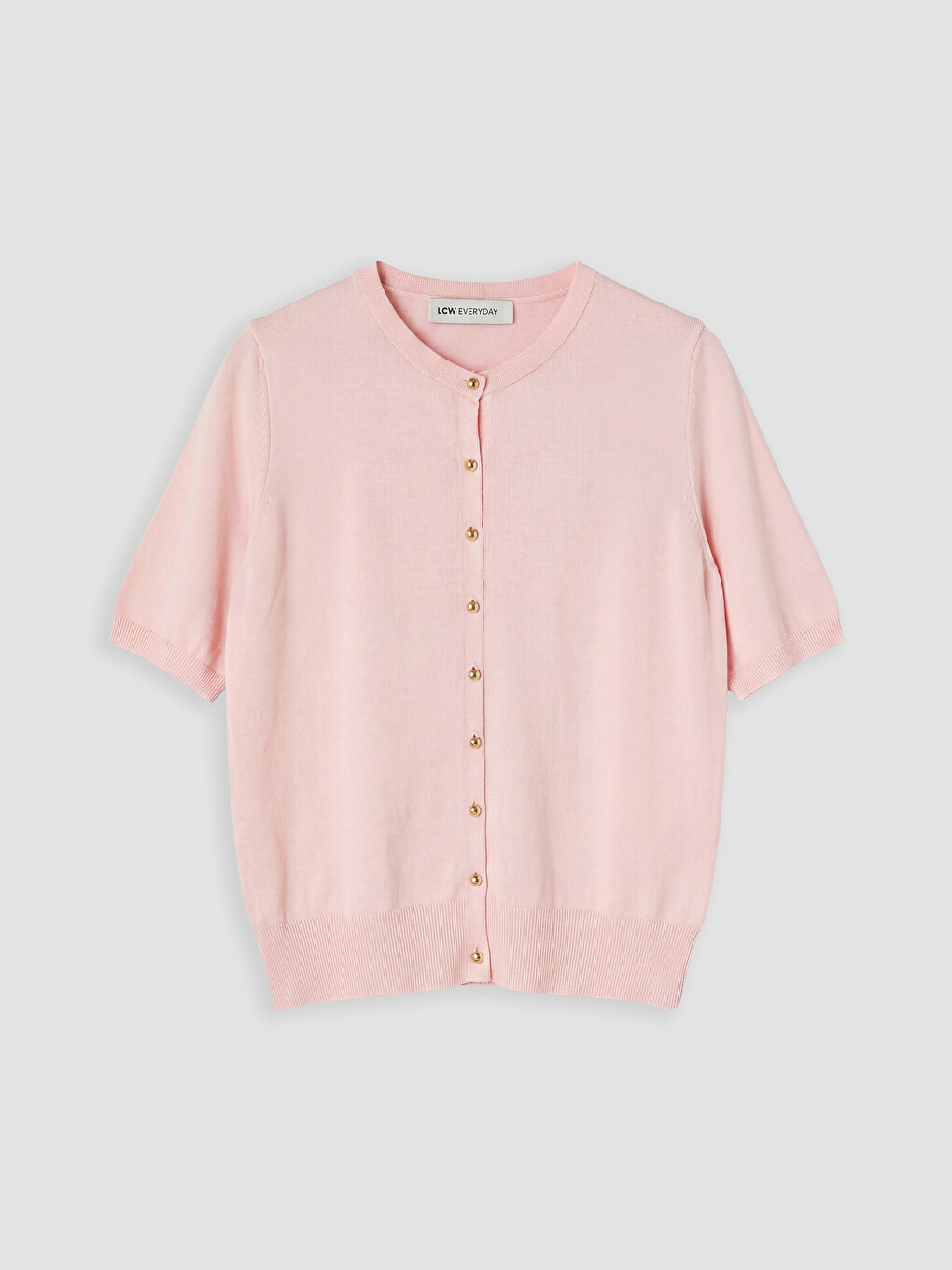 Pembe Bisiklet Yaka Kadın Triko Hırka