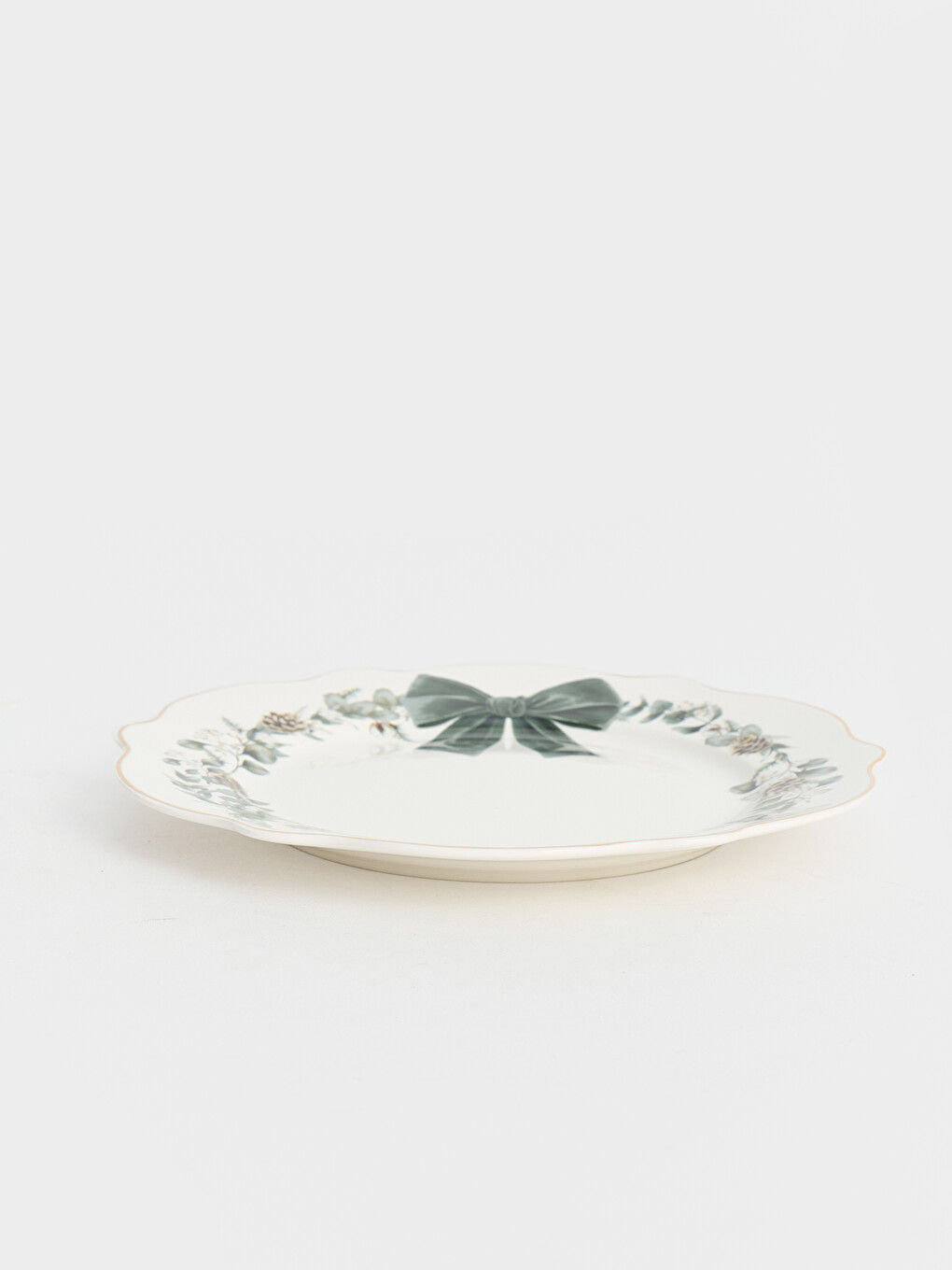 Bow Printed Porcelain Cake Plate-1