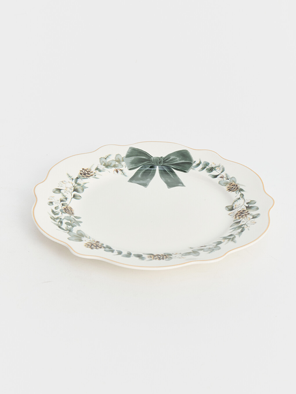 Bow Printed Porcelain Cake Plate-2