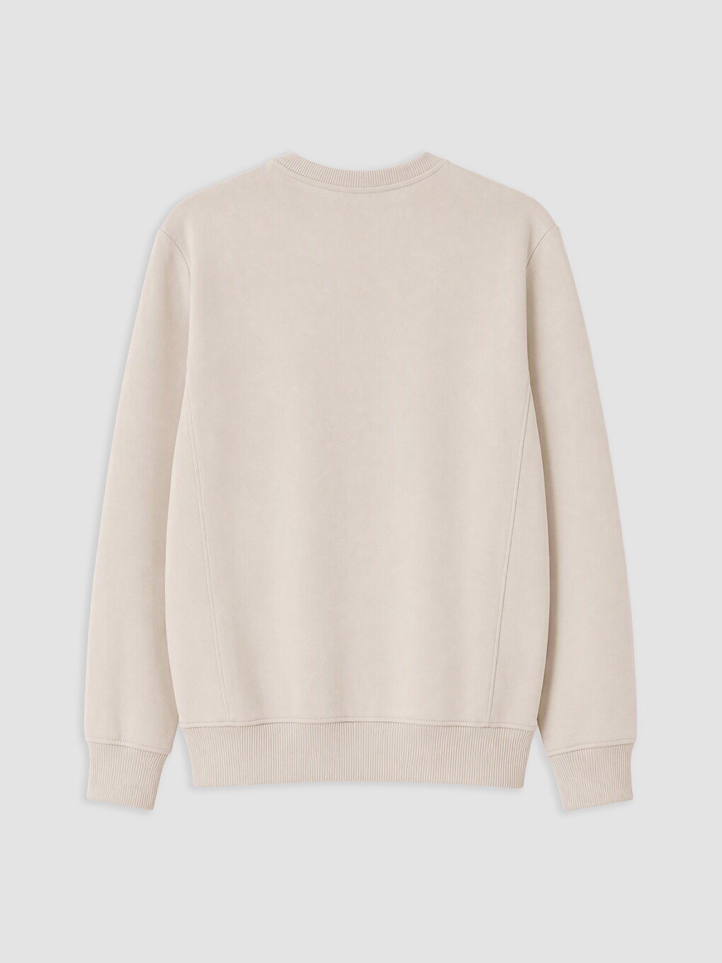 Bej Bisiklet Yaka Erkek Sweatshirt-1
