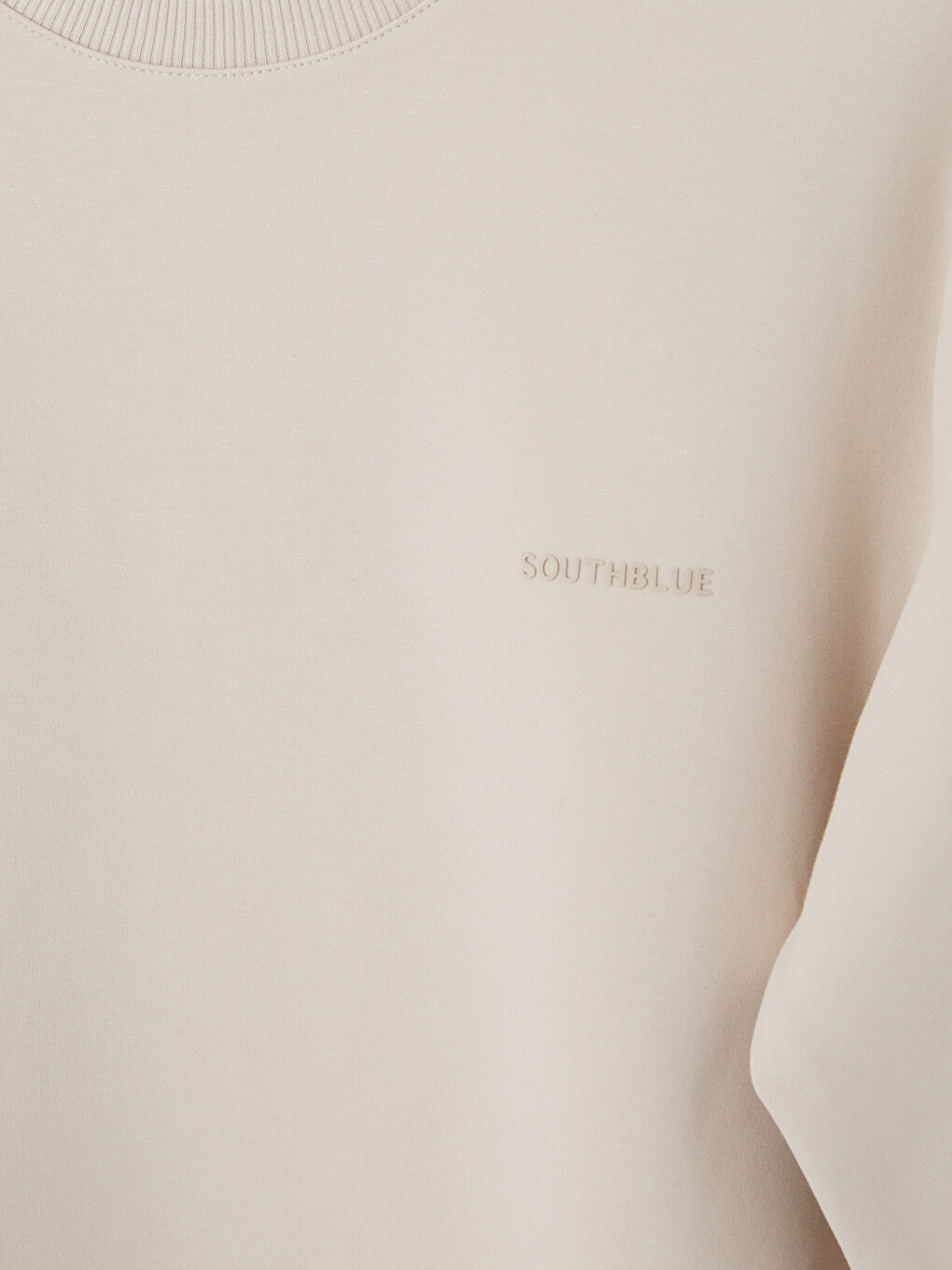 Bej Bisiklet Yaka Erkek Sweatshirt-2