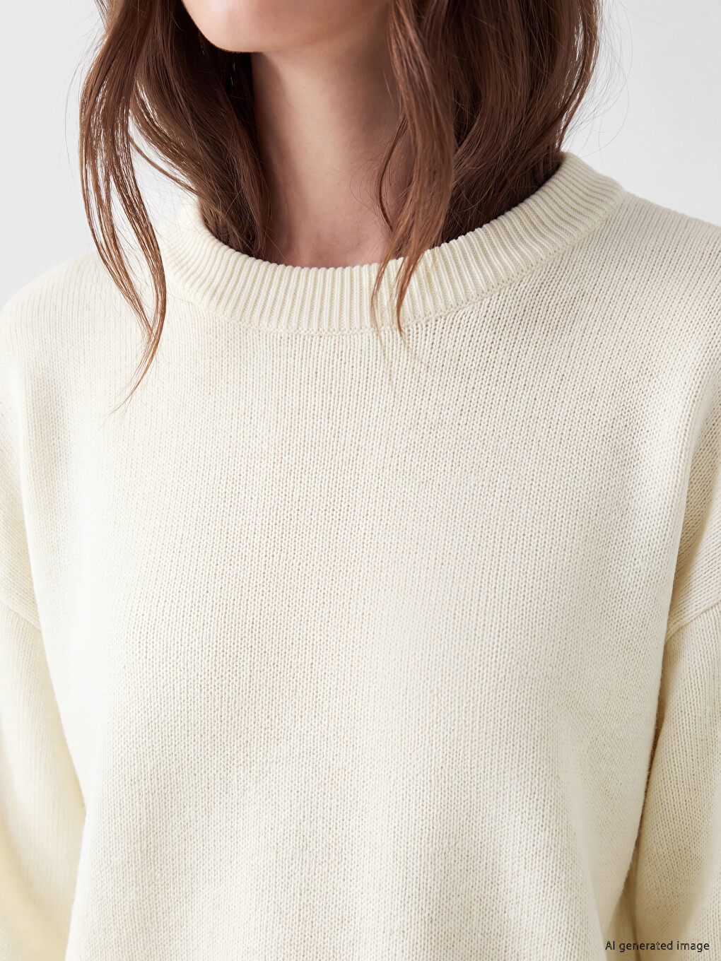 Crew Neck Lace Detailed Women's Knitwear Tunic-2