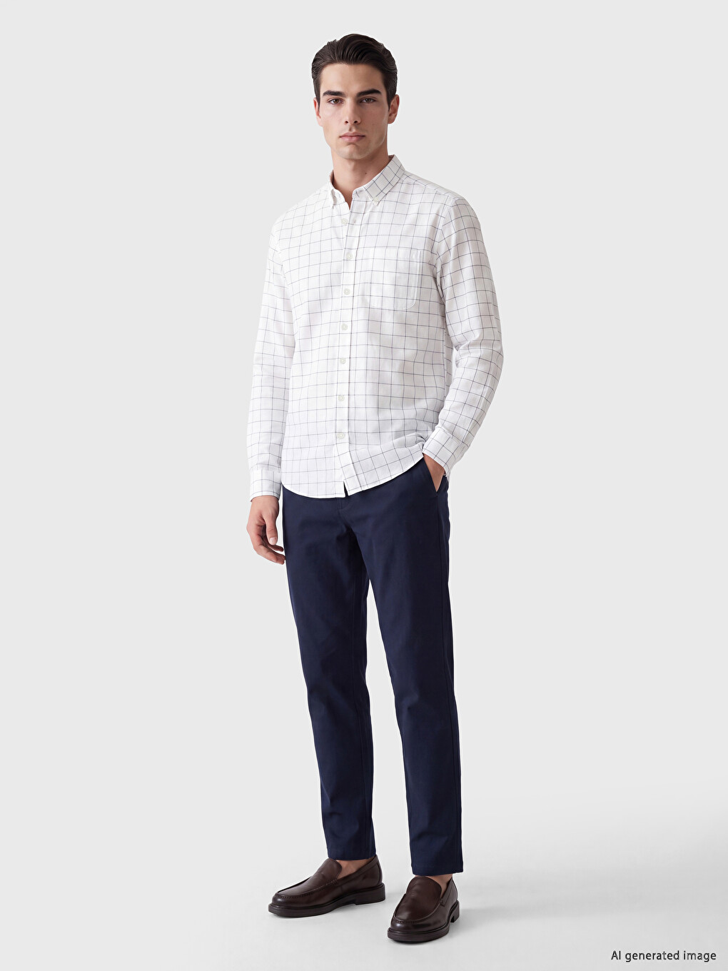 Regular Fit Plaid Oxford Men's Shirt-1