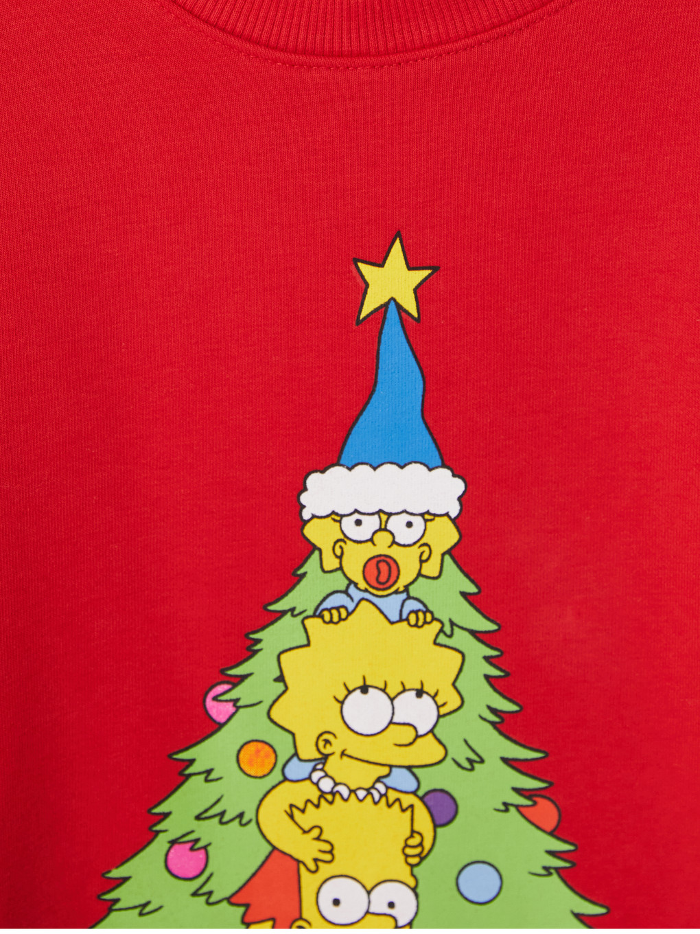 Kırmızı Yeni Yıl Temalı The Simpsons Erkek Çocuk Sweatshirt-2