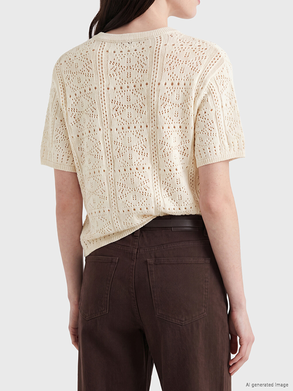Crew Neck Open-knit Women's Knitwear Cardigan-3
